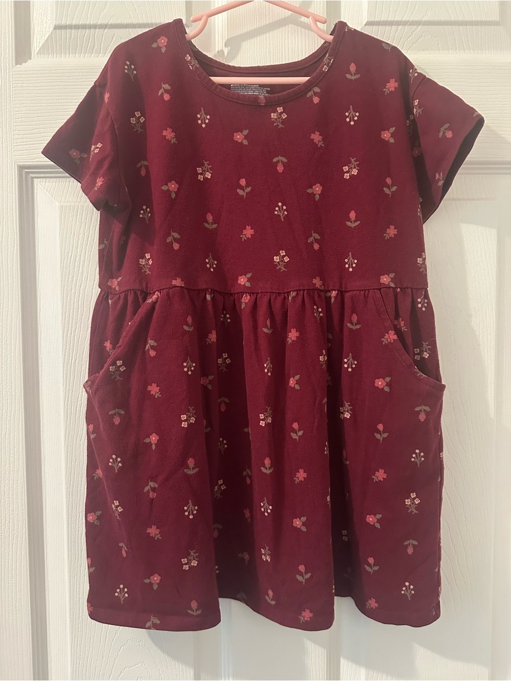 Cat & Jack Maroon Floral Pocket Dress